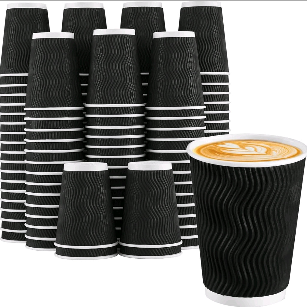Paper Cups – Ripple Wall Black
