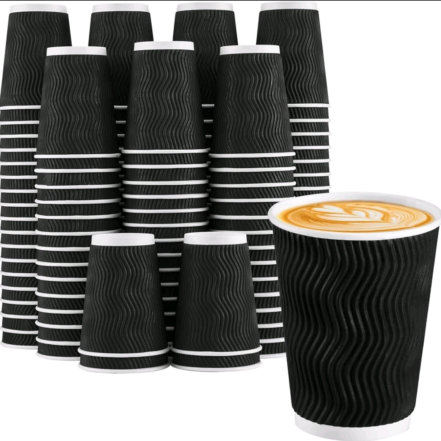 Paper Cups – Ripple Wall Black