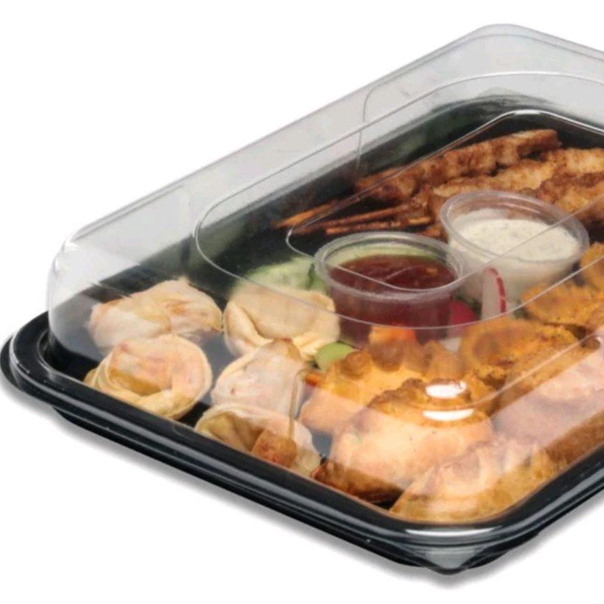 Black Plastic Serving Platter with Clear Lid