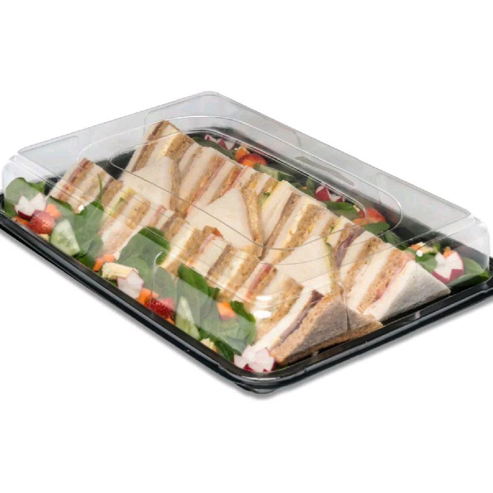 Black Plastic Serving Platter with Clear Lid