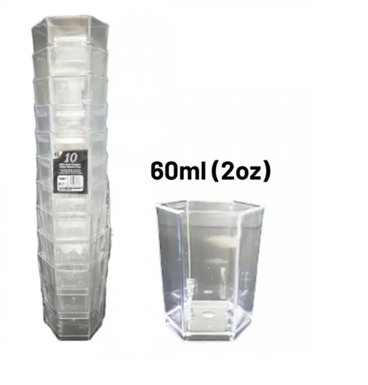Hexagonal Clear Plastic Dessert Cup- 60ml