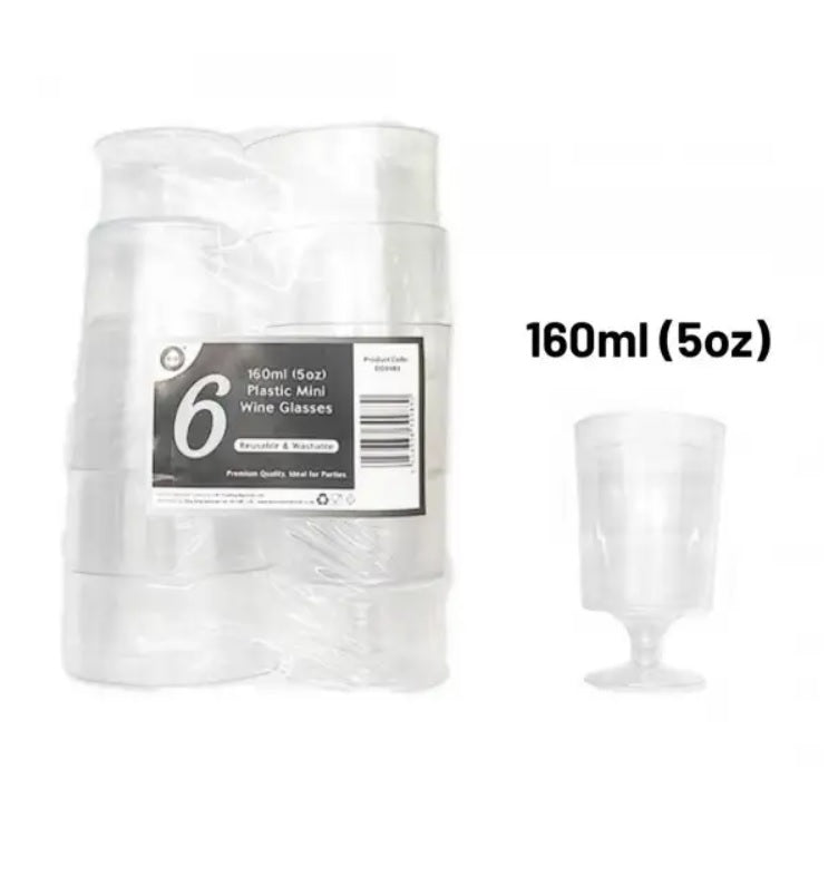 Clear Plastic Mini Wine Glass- 160ml