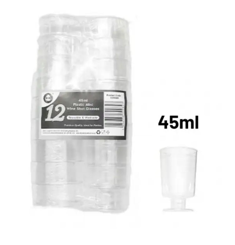 Clear Plastic Mini Shot Glass- 45ml