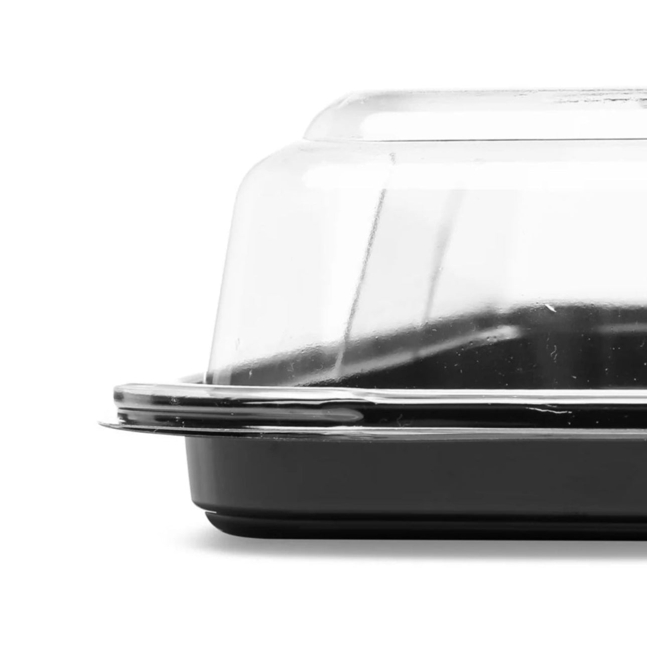 Black Plastic Serving Platter with Clear Lid